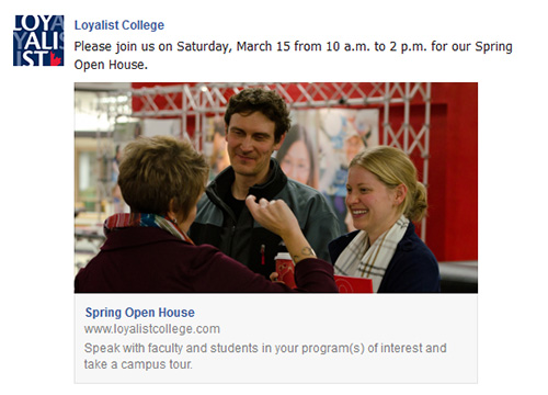 Facebook: Spring Open House 2014, March 3 – 15
