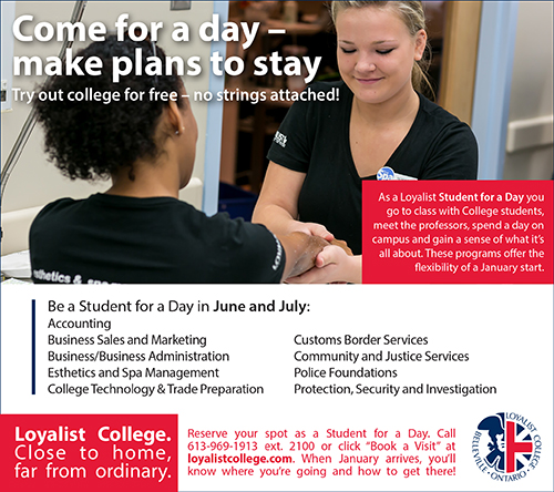 Student For A Day ad: June and July