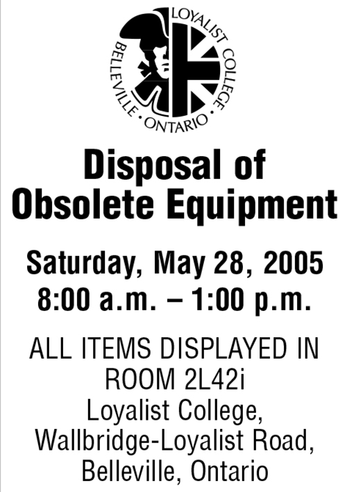 Obsolete Equipment Disposal – Picton & Napanee – May 2005