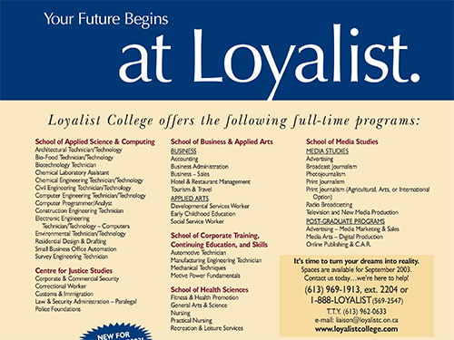 FOCUS AD: Post Secondary Fall 2003
