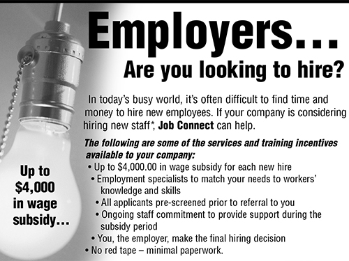 Job Connect – Employers Picton and Napanee Ad November 2003