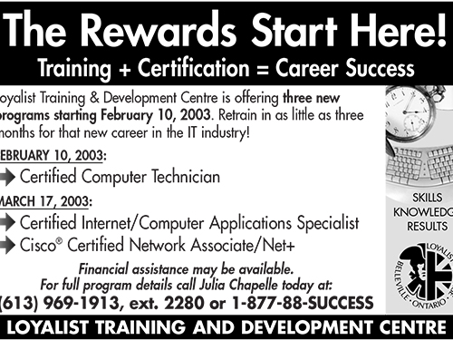 Loyalist Training and Development Center (LTDC) Programs – Three New January 2003