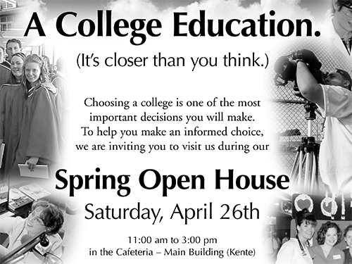 Spring Open House Intell 1/2 Page Ad April 2003