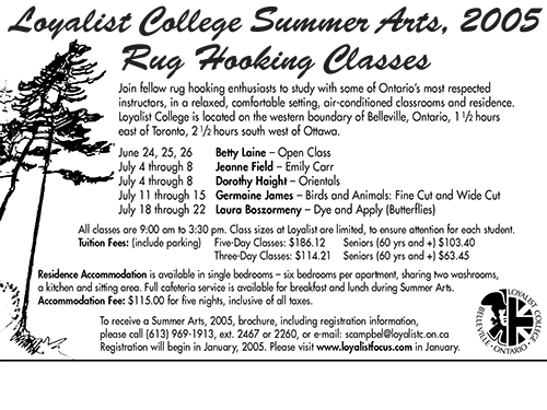 Summer Arts Rug Hooking Ad – November 2004