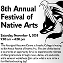 Native Arts Festival Napanee and Picton Ad October 2003