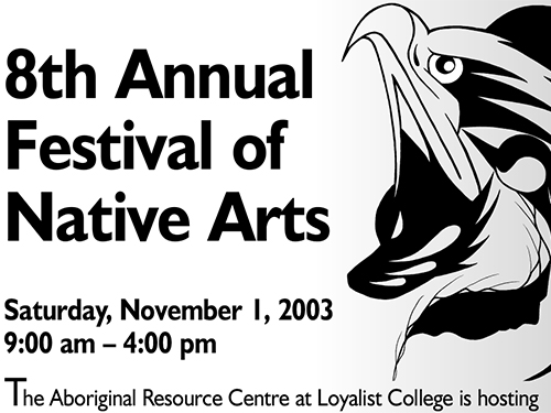 Native Arts Festival Napanee and Picton Ad October 2003