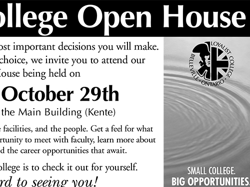 Loyalist College Open House Trenton Ad October 2003