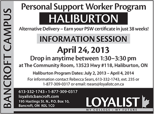 PSW Information Session Ad – Haliburton – April 2013