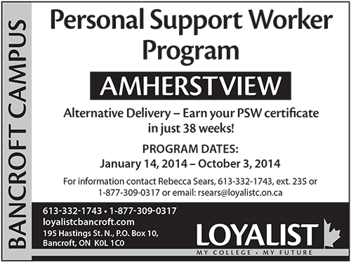 Bancroft PSW Ad – Amherstview – August 2013