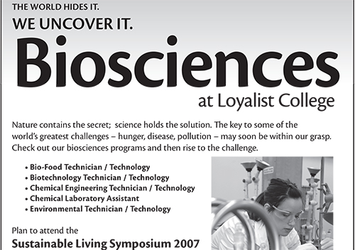Sustainable Living Biosciences Ad – Community Press – March 2007