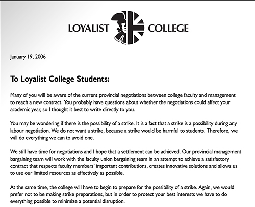 Faculty Strike – Pioneer – January 2006